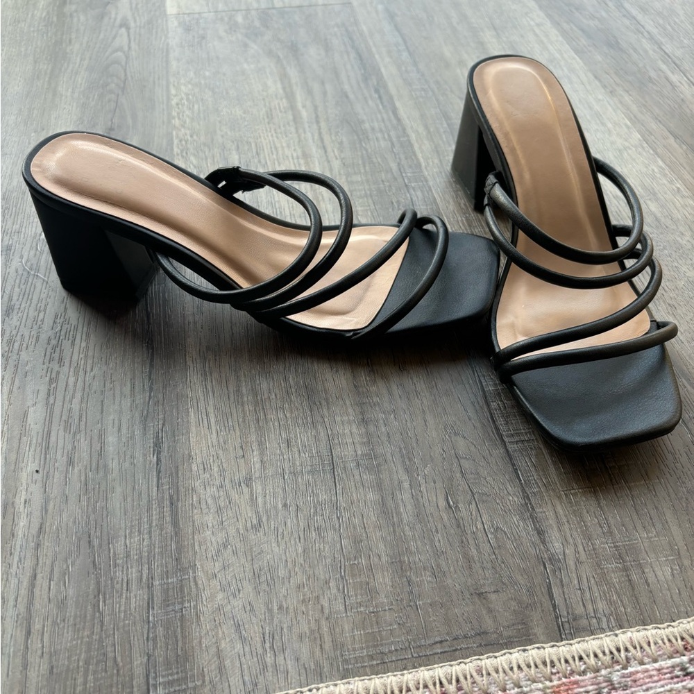 Black strappy heels